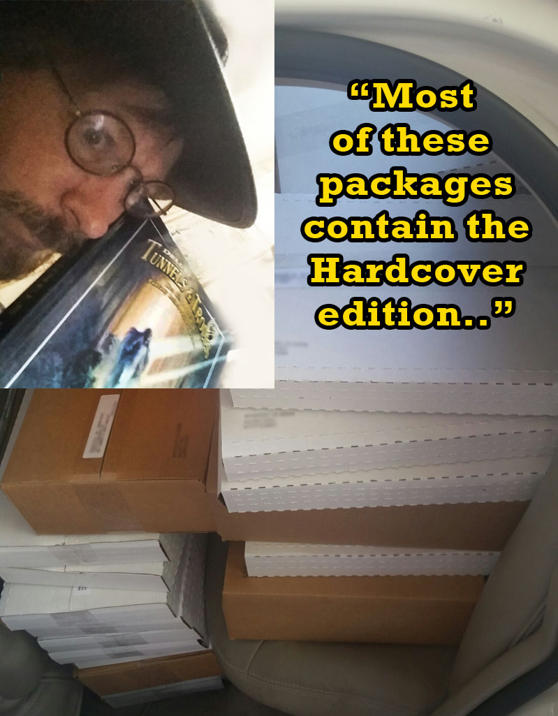 Steve holds his Hardcover. Is YOUR name on one of these boxes?